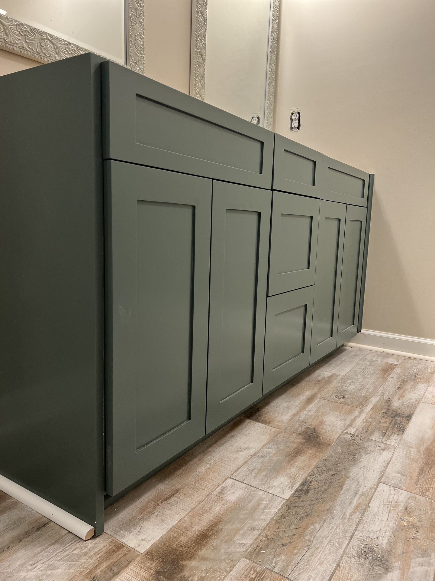 Green shaker vanity